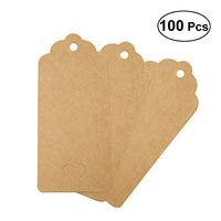 SUPVOX 100PCS 9 x 4cm Blank Kraft Paper Hang Tag Rectangle Craft Gift Hanging Tags Wedding Tags with Heart
