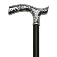 Unisex Fritz Cane Black, Shiny Metal Handle  -Affordable Gift! Item #DHAR-9552708