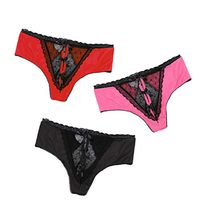 Womens Lace Bow Sexy Underwear G-String Lingerie Mesh Briefs Underwear Panties T String Thongs Knick（Hot Pink，M）