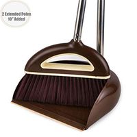 Broom and Dustpan Lobby Broom and Dustpan with Handle Solid Handled Dust Pan- Stand Up Design- Accommodates Any Broom Hand Brush- Best Dustpans for Home Lobby Shop GARAGE (Coffee)