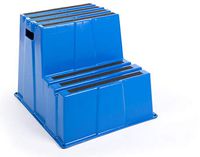Displays2go Anti-Slip Step Stool, 2 Tiers with Textured Grip Strips, HDPE Plastic — Blue (FGHDS2BLUE)