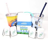 U.S.A. owned ECO/EGO Set of 4 collapsible silicone straws with cleaning brush and case W/bonus carabiner. Foldable, Reusable, Portable travel straws with keychain. Great for adults or children.