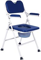 HFENGHUANG Folding Toilet Seat with Safety Steel Frame Handle and Bedside Commode Seat Shower Stool in Bucket Bathroom