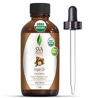 SVA Organics Argan Oil Organic Cold Pressed 1 Oz USDA 100% Pure & Natural Authentic Premium Therapeutic Grade Carrier Oil for Shiny Hair, Beard, Face, Dry Skin Care, Body Moisturizer