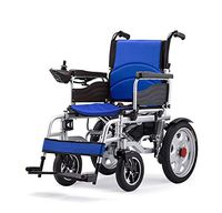 YUDUODUO Electric Wheelchair Folding Heavy Duty Powerchair with Seat Belt Lightweight Powerful Dual Motor Wheelchair 84 Lbs（Blue）