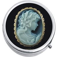 Black and White Cameo Medicine Vitamin Pill Box