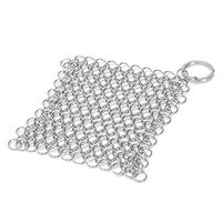 Stainless Steel Cast Iron Cleaner, Stainless Steel Chainmail Scrubber for Cast Iron Pans Pan Cleaner Kitchen Tools Scraper Pot Grill Brush Seasoning Cleaning Tools Set