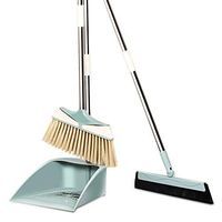 Broom and Dustpan Broom Set Broom Set Combination Stainless Steel Broom Broom Cleaning Tool Soft Hair Broom Long Handled Dustpan and Brush Set wisp broom (Color : Green)