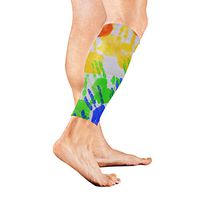Stretch Sport Calf Sleeve Colorful Handprints On Tablecloth Protective Guard for Men Women - Best Footless Compression Socks for Shin Splints,Running,Basketball Football (1 Pair)