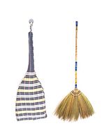 Natural Grass Broom Thai Broom Broomstick Bamboo Stick Handle Witch Broom Handmade Broom Housewarming Gift Traditional Thailand