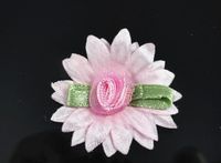 50pcs Satin Flower Rose Sewing/Wedding/The Appliques Lots U Pick 6color (Pink)