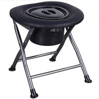 Zhong Black Folding Toilet Comfort Computer Chair - Portable Toilet Seat Chair - Suitable for Camping, Hiking, Construction Sites and