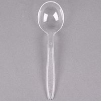 100 Clear Plastic Soup-Spoons Heavy Duty Plastic Silverware Spoons Fancy Plastic Cutlery Elegant Disposable Teaspoon Pack Bulk Disposable Flatware Plastic Utensils Set Disposable Silverware Cutlery