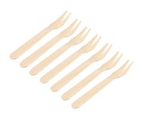 Gmark Wooden Dessert Forks Disposable 200 ct, Two Prong Forks Bistro Cocktail Forks Tasting Appetizer Forks Fruit Forks Natural Birch Wood (200pcs/bag) GM1067