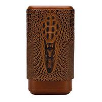Cigar Humidor Desktop Cigar Humidor Cigar Box, Travel Portable Cigarette Box Can Hold 3 Cigars, Cigar Tube,Cedar Wood Lining Leather High-end Men's Gift Box (Color: Brown) Wood Lined