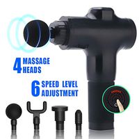 Portable Sonic Handheld Electric Percussion Massage Gun Deep Tissue Massager for Sore Muscle and Stiffness 6 Speed High-Intensity Vibration and 4 Massage Heads (Black)