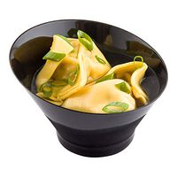 7 oz Round Black Plastic Incline Bowl - 4 1/4" x 4 1/4" x 2 3/4" - 20 count box - Restaurantware