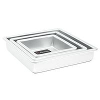 Cake Pan Set of 3, Square 2 Inches (6", 8" 10") by Fat Daddio's