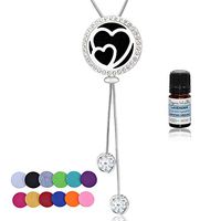 Anavia Crystal Essential Oil Diffuser Slider Necklace Gift Set for Valentine's Day Women Girl, 0.98" Heart Aromatherapy Pendant, 1 Aroma Oil (Lavender, Lemongrass, Eucalyptus), 12 Refill Pads