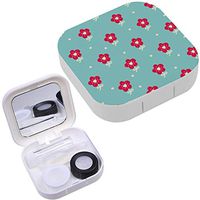 Portable Contact Lens Case Box Travel Kit Mirror + Bottle + Tweezers Container Holder [ Cute Flowers Can ]