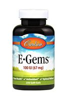 Carlson - E-Gems, 100 IU, Heart Health & Optimal Wellness, Antioxidant, 250 soft gels