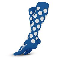 Go2Socks Compression Socks for Men Women Nurses Runners 20-30 mmHg Medical Stocking Athletic (BluePolka, L)