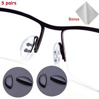 5 Pairs Push-in Silicone Nose Pads for Porsche Design Sunglasses & Eyeglass Frames,with Lens Cleaning Cloth (Black)