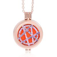 Adecco LLC Crystal Infinity Love Aromatherapy Essential Oil Diffuser Necklace Rose Gold Hollow Locket Pendant Jewelry for Bride,3 Felt Pads (Love Star)
