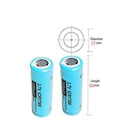 3.7V 1100mah ICR17500(Size A) Li-Ion Rechargeable Batteries with Flat Top (2pc)