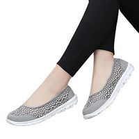 Neartime Women Casual Sneakers, 2018 Spring/Autumn Hollow Out Soft Shoes Mesh Fabric Flats Lace Running Shoes (US:7, Gray)