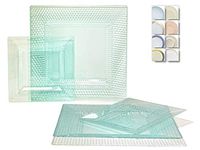 " OCCASIONS" 120 Plates Pack,(60 Guests) Wedding Party Square Disposable Plastic Plates Set -60 x 9.5'' Dinner + 60 x 6.5'' Dessert (Square Vitro Clear Turquoise)