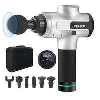 RELIFE REBUILD YOUR LIFE Massage Gun Super Quiet Deep Tissue Percussion Massager for Sore Muscles Post Workout, 20 Speed Levels, 6 Electric Massage Heads (Silver)