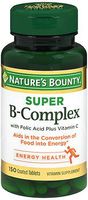 Nature's Bounty Super B Complex with Folic Acid Plus Vitamin C Tablets - 150 ct, Pack of 2