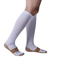ASRocky Graduated Compression Socks Anti-Fatigue Antimicrobial Calf High Below Knee Mens Womens Sock Leg Foot Ankle Heel Support Pain Relief Stockings Reduce Swelling (1 Pr, XXL, Wht/Cu)