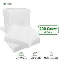 Disposable Dry Wipes, 200 Pack – Ultra Soft Non-Moistened Cleansing Cloths for Adults, Incontinence, Baby Care, Makeup Removal – 9.5" x 13.5" - Hospital Grade, Durable – by ProHeal
