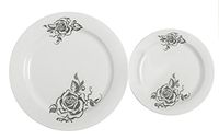 Table To Go"I Can't Believe its Plastic" 50-Piece Plate Set, Includes 25 10-Inch Dinner Plates and 25 7.5-Inch Salad Plates, Flower Design
