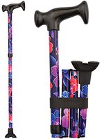 NOVA Folding Cane, Walking Cane with Quad Tip, Foldable & Adjustable Travel Cane, Maui Flowers