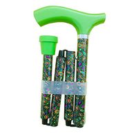 Solid Wood Handle Walker Cane Aluminum Alloy Folding Anti-Slip Telescopic Adjustable Four-Legged Old Man Cane 3 Colors MUMUJIN (Color : Green)