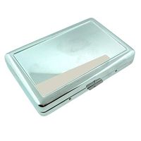 Scar Glasses Em1 Hip Silver Cigarette Case Id Holder Metal Wallet 4" X 2.75" RFID Protection