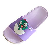 Emimarol Parent-Child Slippers Couples Cute Cartoon Dinosaur Shoes House Non-Slip Pool Slippers Soft Lightweight Bedroom Shoes Purple