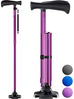 HoneyBull Walking Cane for Men & Women | Free Standing, Foldable, Pivot Tip [Purple]