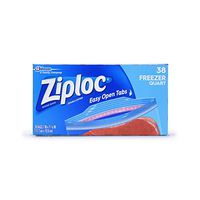Ziploc Freezer Bags, Easy Open Tabs, Quart, 38 Count, Pack of 3 (114 Total Bags)
