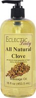 All Natural Clove Massage Oil, 16 oz, 100% Natural Ingredients, With Sweet Almond Oil and Organic Jojoba Oil, Preservative Free