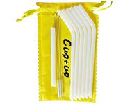 Cup up Translucent 10.5 inches Long Medium Size Reusable Silicone Bend Straws, Non-Toxic FDA Approved, Straws for 30 and 32oz Tumbler, Set of 7,1 for Kids, with 2 Cleaning Brushes.