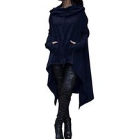Howstar Womens Irregular Tunic Sweatshirts Dress Long Pullover Hoodie with Pocket (M, Navy)