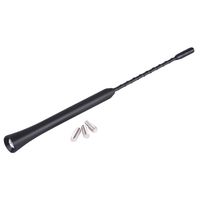 Aerial Antenna, Universal 9 Inches Car Replacement Anti Noise Beesting Aerial Antenna FM Radio Antenna with Screws Thread Fittings, Stubby Screw-In Black