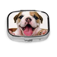 Cute Animal Bulldog Puppy Design Small Pill Box Supplement Case for Pocket Or Purse
