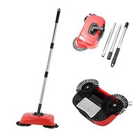 Yg-ct Stainless Steel Sweeping Machine Push Type Hand Push Magic Broom Dustpan Handle ，Household Cleaning Package Hand Push Sweeper Mop (color : Red)