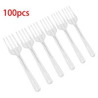 HuntGold 100 Count Durable Disposable Forks Cutlery Fork Plastic for Party Wedding-Clear