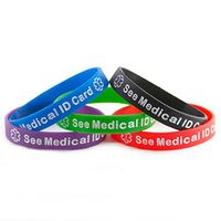 See Medical ID Card Bracelet Wristband Combo - 5 Pack - 8 Inches - Standard - Black Blue Green Red Purple